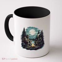 Bigfoot And Alien Camping Fire Coffee Mug thumb 0