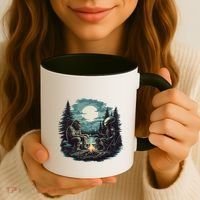 Bigfoot And Alien Camping Fire Coffee Mug thumb 3