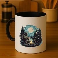 Bigfoot And Alien Camping Fire Coffee Mug thumb 4