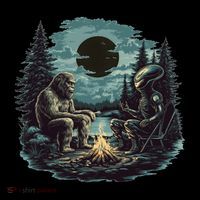 Bigfoot And Alien Camping Fire Coaster thumb 2
