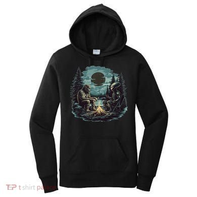 Bigfoot And Alien Camping Fire Women's Hoodie