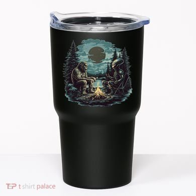 Bigfoot And Alien Camping Fire Tumbler