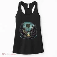 Bigfoot And Alien Camping Fire Women's Tank Top thumb 0