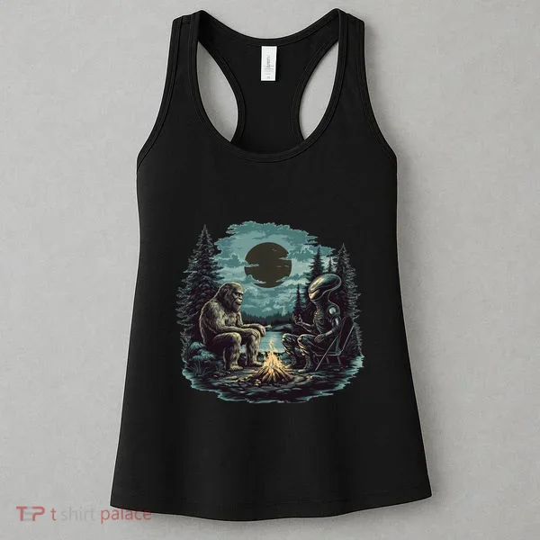 Bigfoot And Alien Camping Fire Women's Tank Top