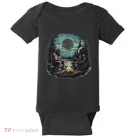 Bigfoot And Alien Camping Fire Baby Bodysuit thumb 0