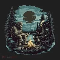 Bigfoot And Alien Camping Fire Hat thumb 2