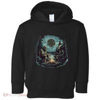 Bigfoot And Alien Camping Fire Toddler Hoodie thumb 0