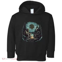 Bigfoot And Alien Camping Fire Toddler Hoodie thumb 0