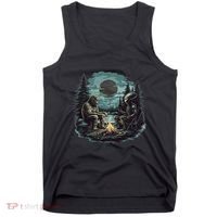 Bigfoot And Alien Camping Fire Tank Top thumb 0