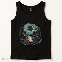 Bigfoot And Alien Camping Fire Tank Top thumb 2
