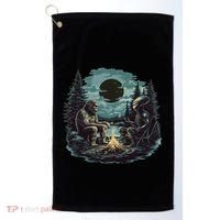 Bigfoot And Alien Camping Fire Golf Towel thumb 0