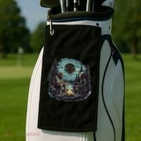 Bigfoot And Alien Camping Fire Golf Towel thumb 2