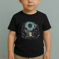Bigfoot And Alien Camping Fire Toddler T-Shirt thumb 2