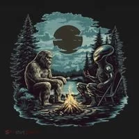 Bigfoot And Alien Camping Fire Women's T-Shirt thumb 6