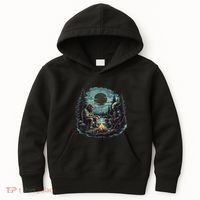 Bigfoot And Alien Camping Fire Kids Hoodie thumb 0