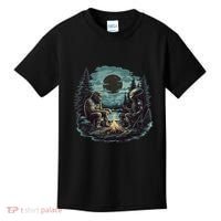 Bigfoot And Alien Camping Fire Kids T-Shirt thumb 0