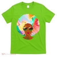 Beautiful African American Black Woman With Paint Swirl Afro T-Shirt thumb 0