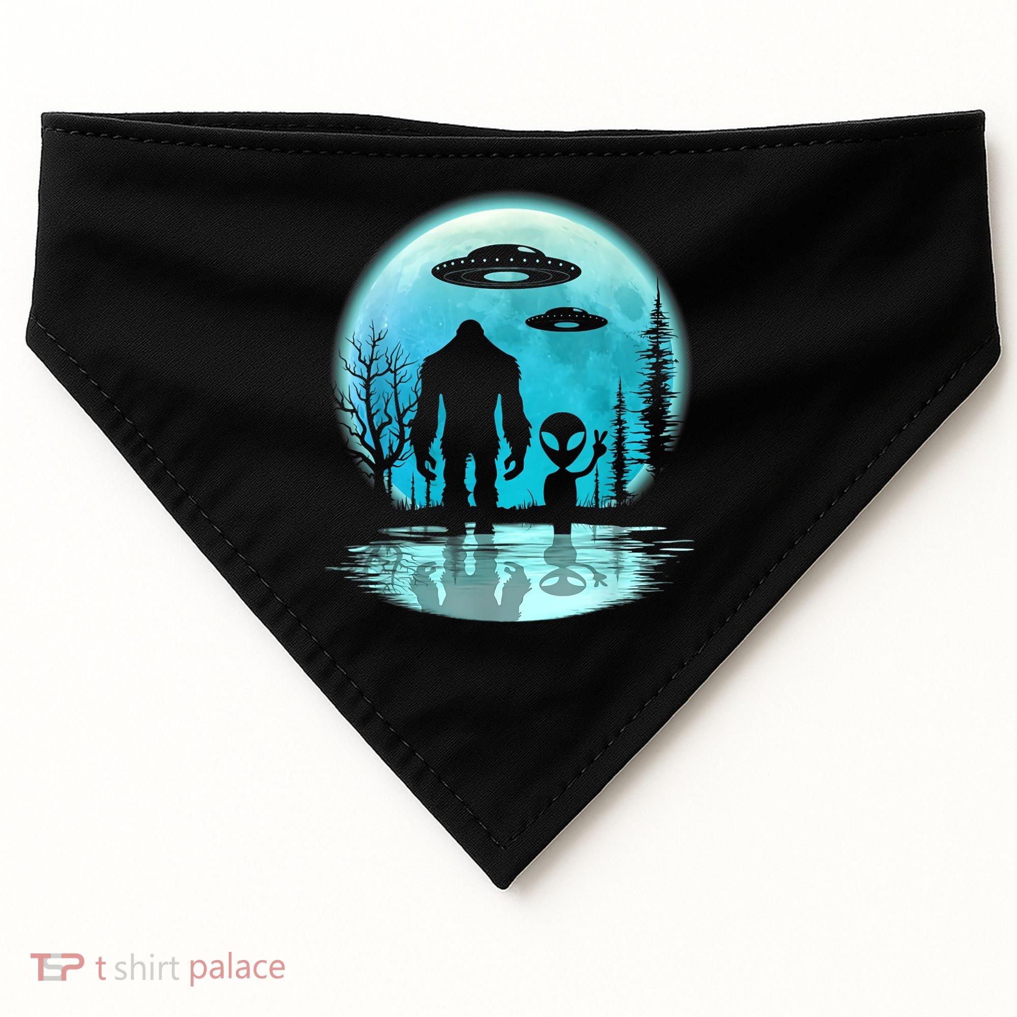 Bigfoot And Alien UFO USA-Made Doggie Bandana