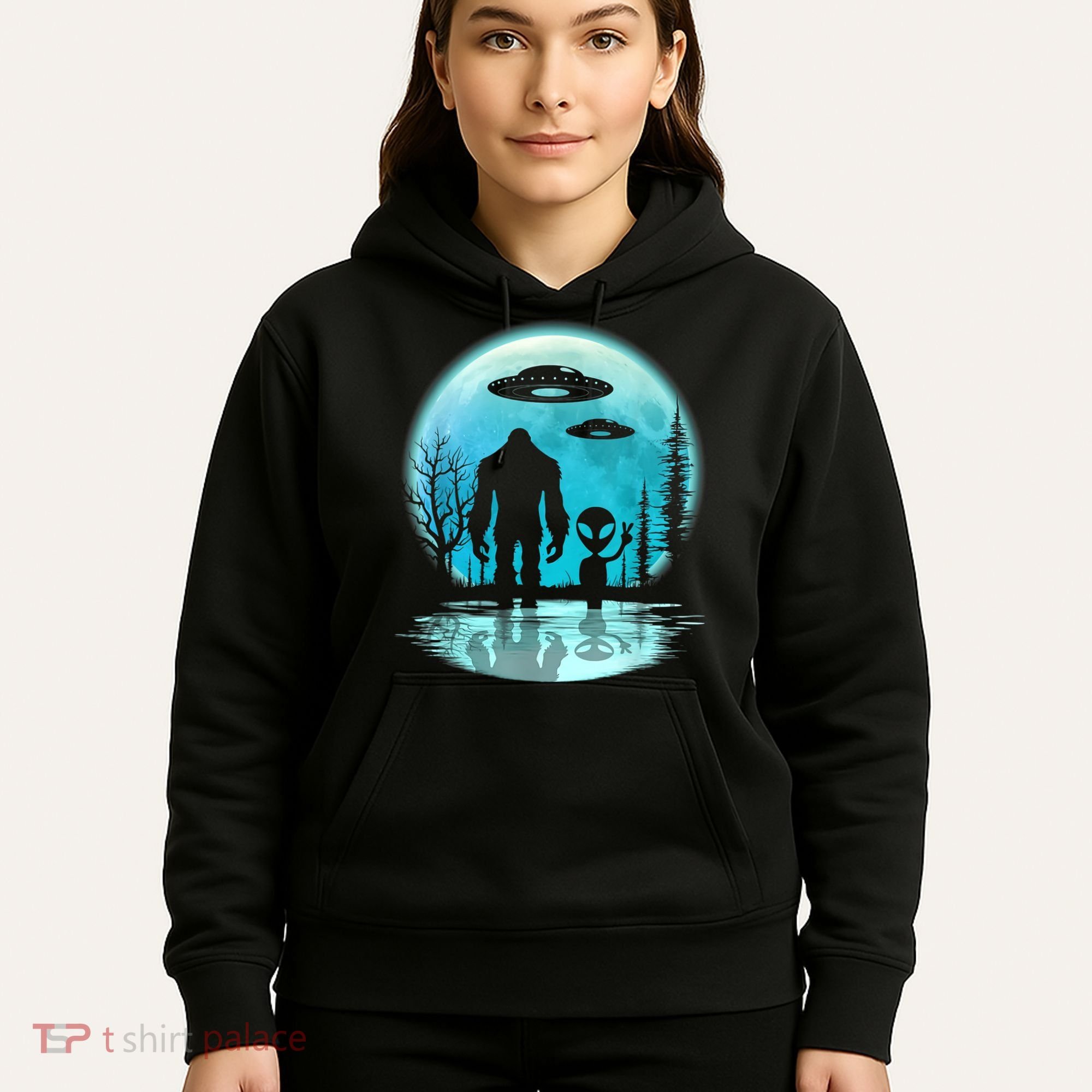 Bigfoot And Alien UFO Hoodie