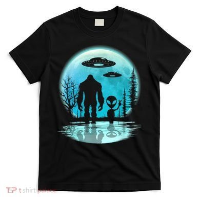 Bigfoot And Alien UFO T-Shirt