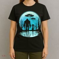 Bigfoot And Alien UFO T-Shirt thumb 4
