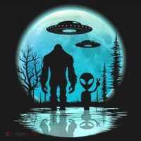 Bigfoot And Alien UFO Button thumb 1