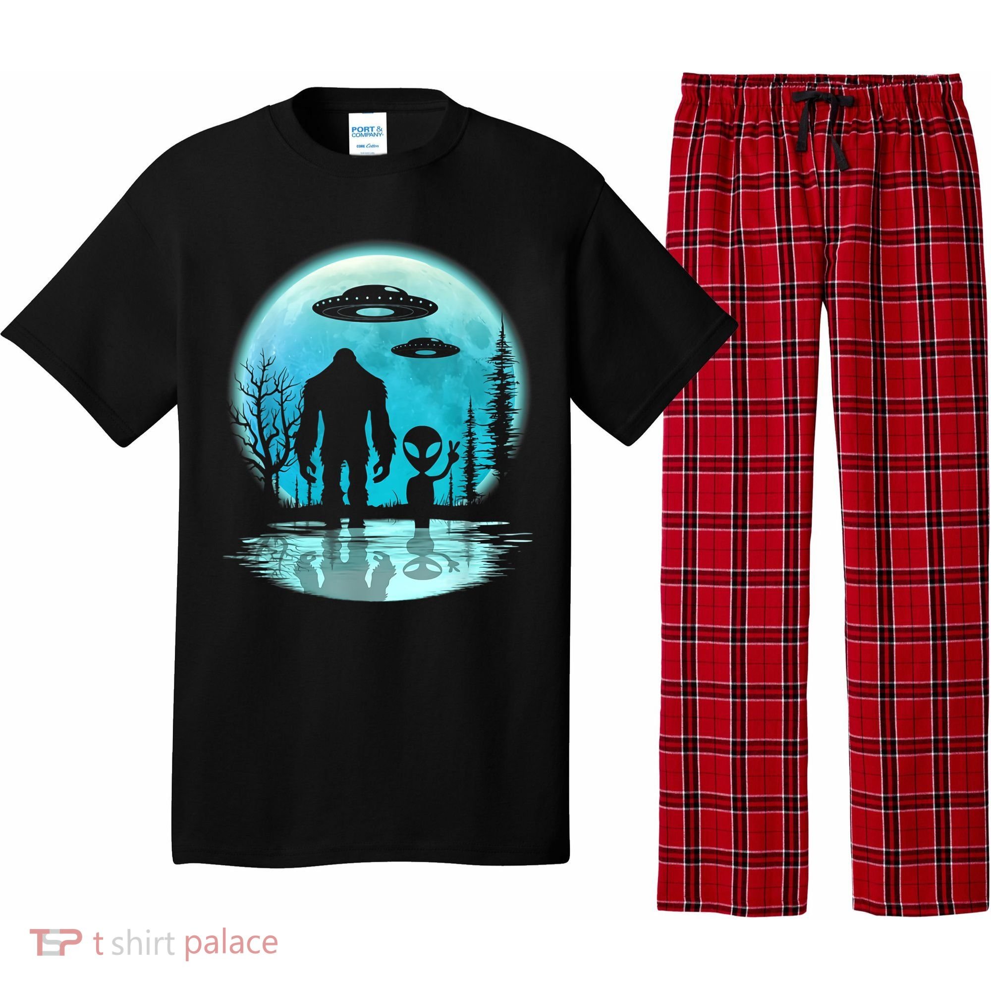 Bigfoot And Alien UFO Pajama Set