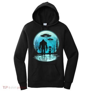 Bigfoot And Alien UFO Women's Hoodie