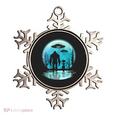 Bigfoot And Alien UFO Ornament