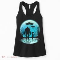 Bigfoot And Alien UFO Women's Tank Top thumb 0
