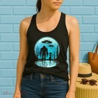 Bigfoot And Alien UFO Women's Tank Top thumb 2