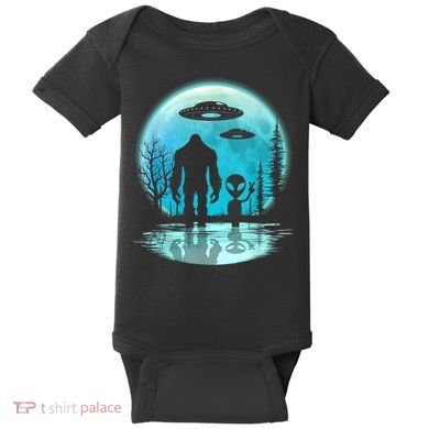 Bigfoot And Alien UFO Baby Bodysuit