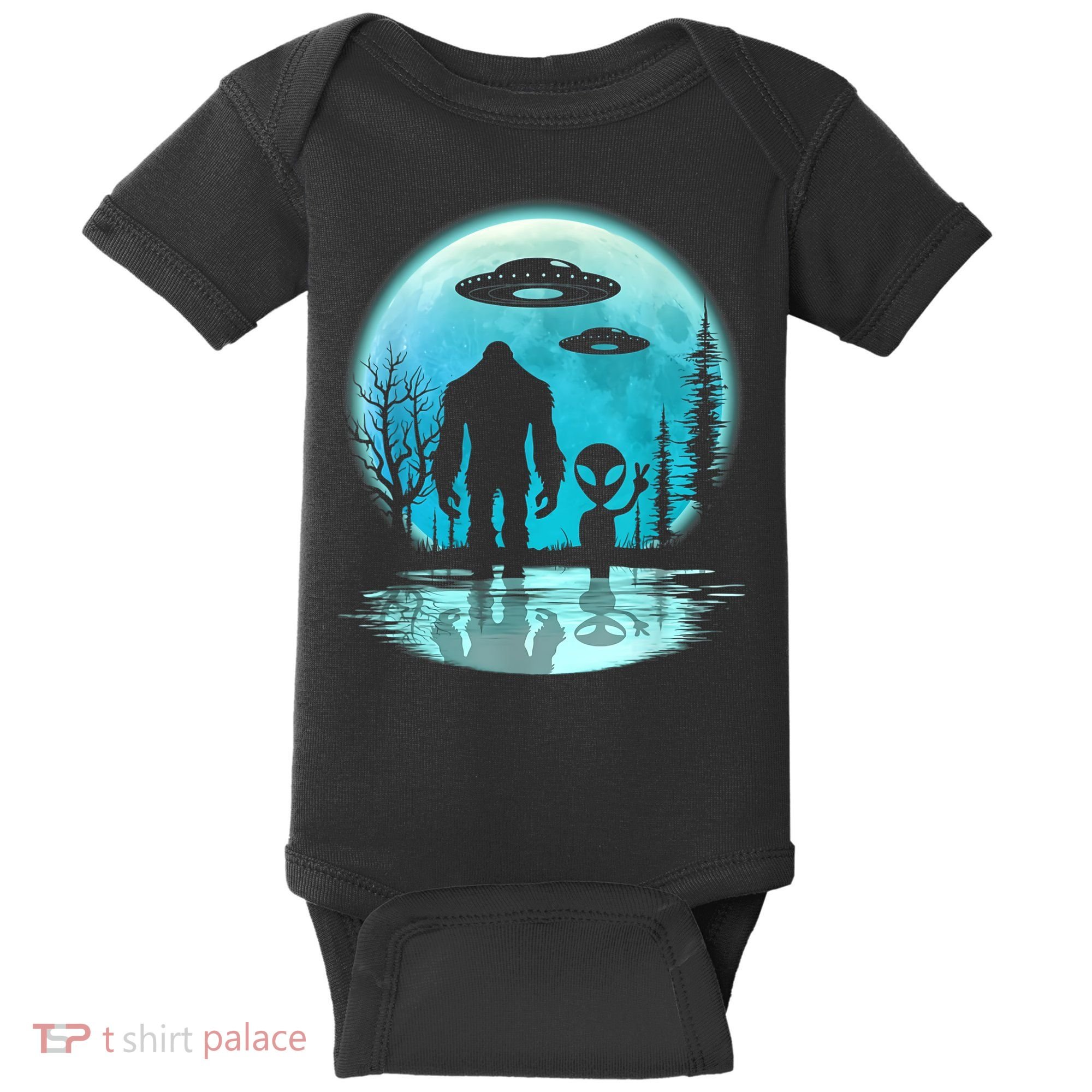 Bigfoot And Alien UFO Baby Bodysuit