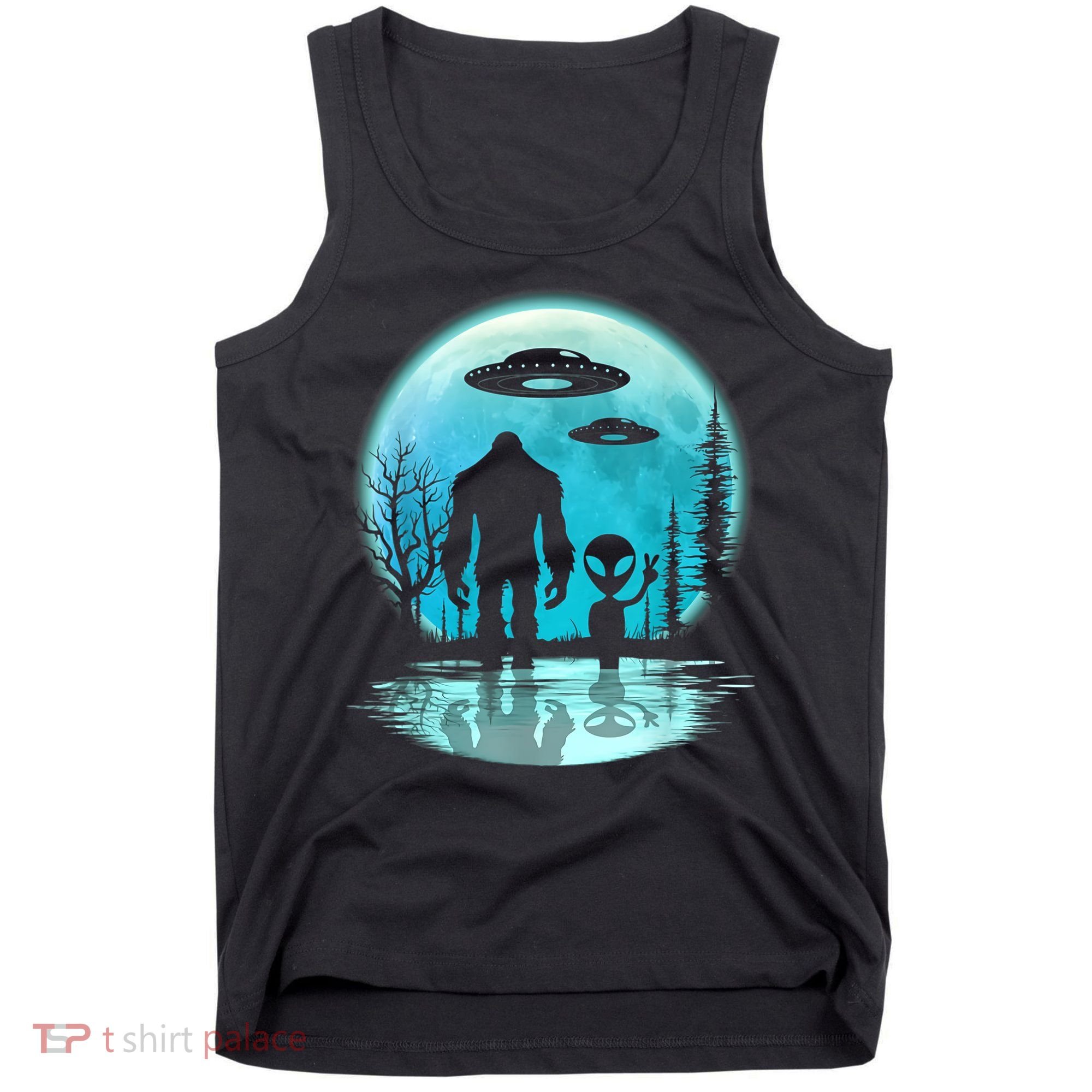 Bigfoot And Alien UFO Tank Top