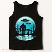 Bigfoot And Alien UFO Tank Top thumb 2