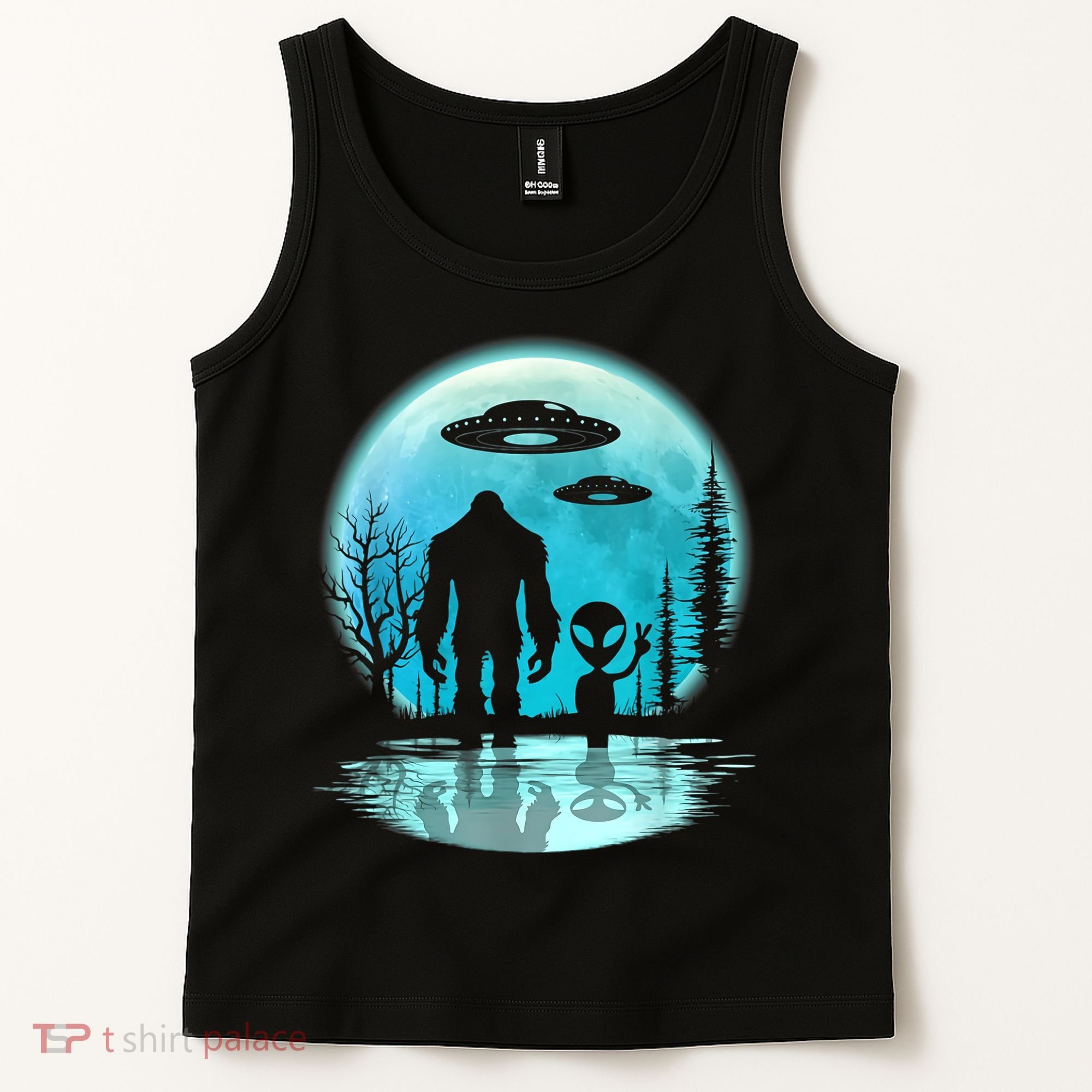 Bigfoot And Alien UFO Tank Top