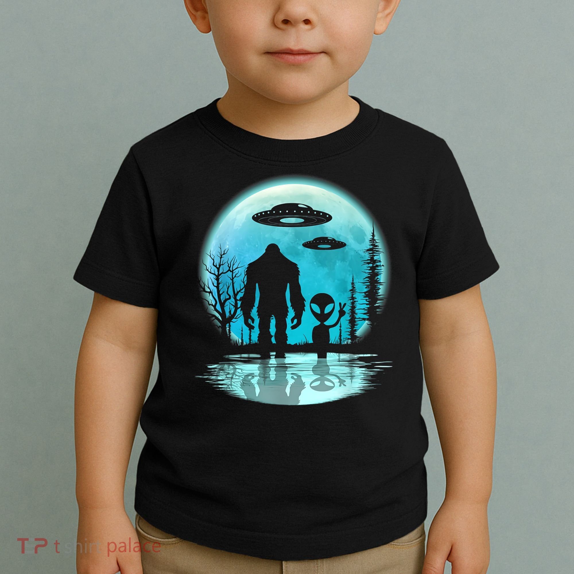 Bigfoot And Alien UFO Toddler T-Shirt