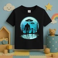 Bigfoot And Alien UFO Toddler T-Shirt thumb 3