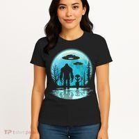 Bigfoot And Alien UFO Women's T-Shirt thumb 4