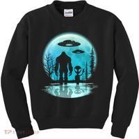 Bigfoot And Alien UFO Kids Sweatshirt thumb 0