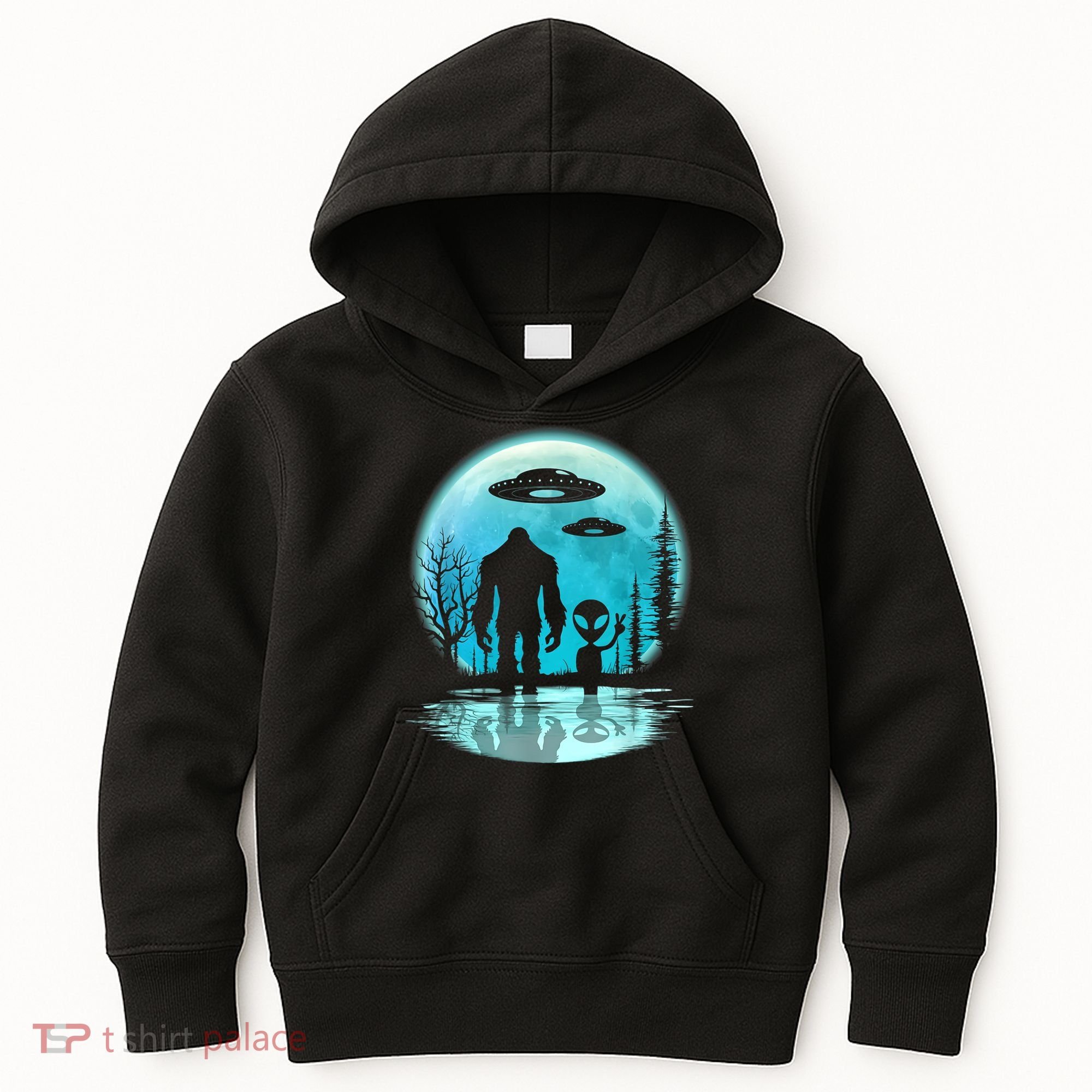 Bigfoot And Alien UFO Kids Hoodie
