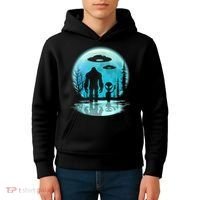 Bigfoot And Alien UFO Kids Hoodie thumb 4