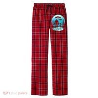Bigfoot And Alien UFO Men's Flannel Plaid Pajama Pants thumb 0