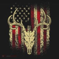 Bucks Antlers and Skull on an American Flag Deer Hunters Backpack thumb 2