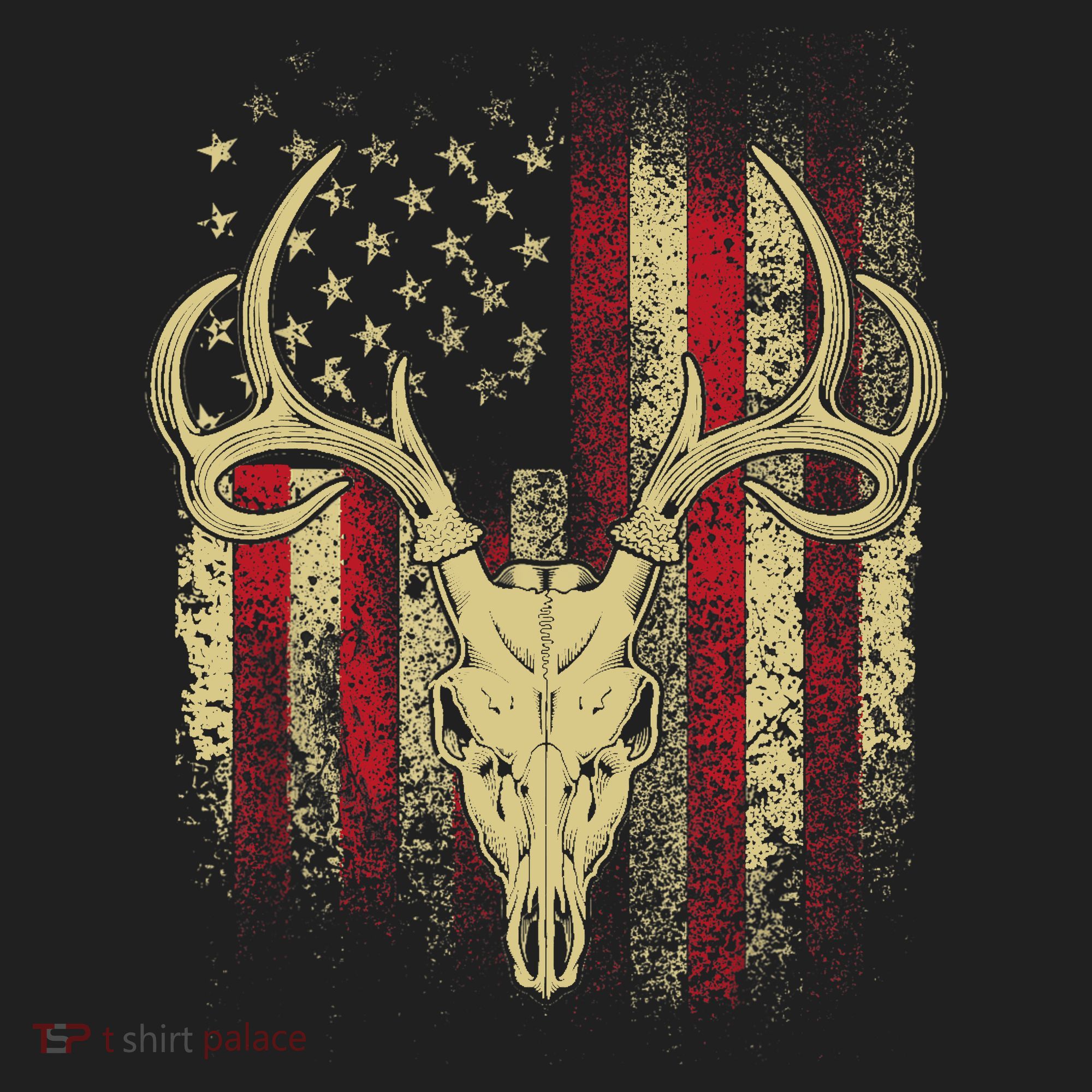 Bucks Antlers and Skull on an American Flag Deer Hunters Tumbler