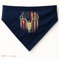 Bucks Antlers and Skull on an American Flag Deer Hunters USA-Made Doggie Bandana thumb 0