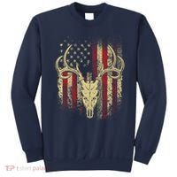 Bucks Antlers and Skull on an American Flag Deer Hunters Sweatshirt thumb 0