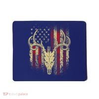 Bucks Antlers and Skull on an American Flag Deer Hunters Mousepad thumb 0