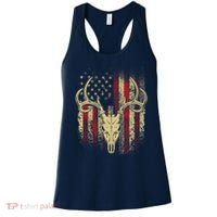 Bucks Antlers and Skull on an American Flag Deer Hunters Women's Tank Top thumb 0
