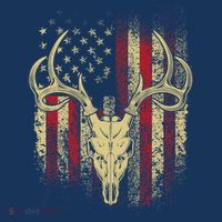 Bucks Antlers and Skull on an American Flag Deer Hunters Women's Tank Top thumb 5
